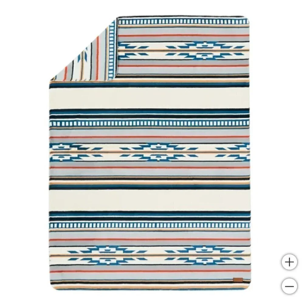 Pendleton Plush Throw Blanket in Aztec Print Saltillo Stripe 50x70